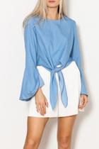  Bell Sleeve Chambray Top