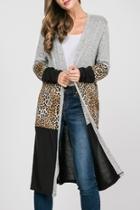  Leopard Color-block Cardigan