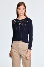  Floral Pointelle Crewneck