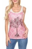  Pink Lacey Tank