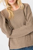  Mocha Cable-knit Pullover