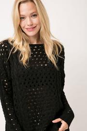 Chunky Knit Eyelet Black Sweater