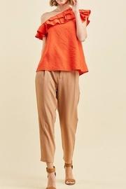  Coral Ruffle Blouse