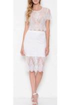  White Lace Skirt Set