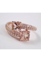  14k Rose Gold Diamond And Cushion Cut Morganite Bypass Ring Size 7 Pink Aqua Aquamarine Beryl