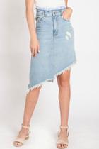  Brittany Asymetric Fringed Denim Skirt