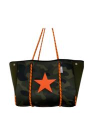  Army Camo Neoprene Tote W/orange Ropes & Star