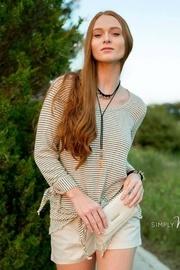  Striped Tie Blouse