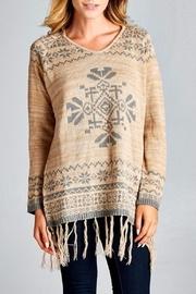  Snowflake Fringe Trim Pullover