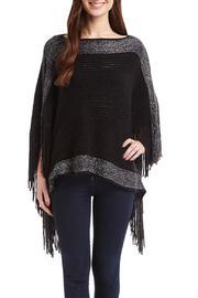  Striped Fringe Poncho-black