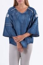  Embroidered Jean Top