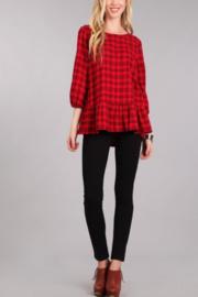  Plaid Puffed Sleeve Top