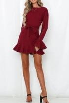  Burgundy Linen Dress