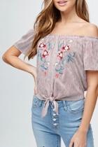  Off-shoulder Embroidery Top