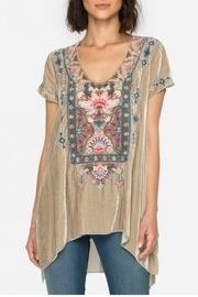  Embroidered Velvet Top