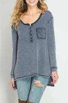  Waffle Button-down Top