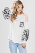  Colorblock Animal Print Top