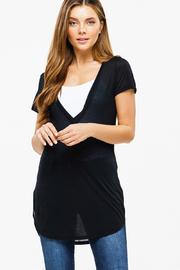  V Neck Round Hem Tunic Top