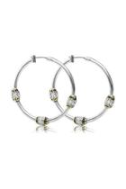  Beaded-pavé Triple-bead-hoop Earrings