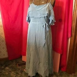  Cold Shoulder Denim Dress