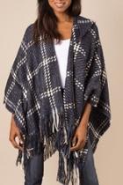  Check Me Out Hooded Wrap Poncho Denim