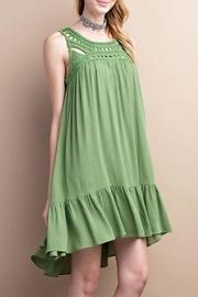  Green-tea Ruffle-hem Dress