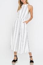  Halter Striped Wide-leg-jumpsuit