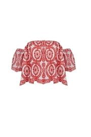  Embroidered Woven Crop-top
