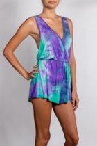  Island-paradise Greenpurple-tie-dye Romper