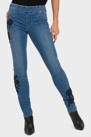 Leather Floral Detail Jeans