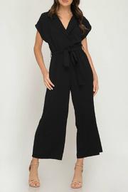  Drop Shoulder Surplice Woven Jumpsuit