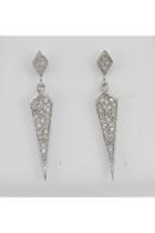  Diamond Earrings Dangle Drop White Gold Wedding Gift Bridesmaid Gift Modern Design Free Shipping