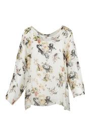  Floral Print Overlay Blouse