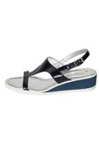  Patent-blue T-bar Sandal