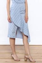 Stripe Ruffle Front Skirt