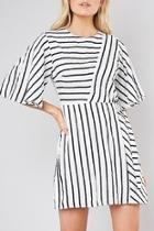  Striped Belted Shift-dress