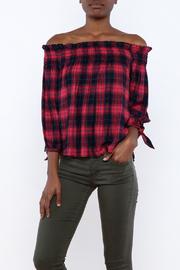 Plaid Off-shoulder Top