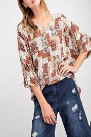  Boho-print V-neck Top