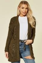  Khaki Longsleeve Embroideredcardigan