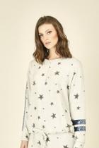  Star Print Velvet Stripe Sweatshirt