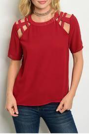  Burgundy Caged Top