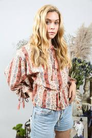  Button Down Print Blouse