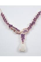  4.70 Ct Diamond Amethyst Opal Lariat Necklace Cluster Pendant 18 Rose Gold Chain