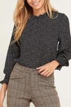  Dotted Mock-neck Blouse