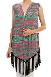  Print Fringe Vest
