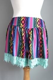  Aztec-print Lace-trim Shorts