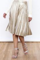  Gold Suede Pleated Skirt