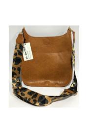  Camel Vegan Messenger W/ Leopard Strap