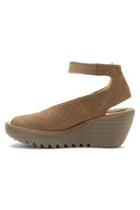  Perforated Suede Wedge