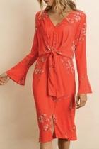  Waist-tie Dress, Red